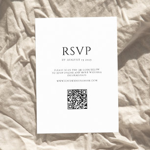 Cartão RSVP Casamento Mínimo Elegante, Negro e Branco