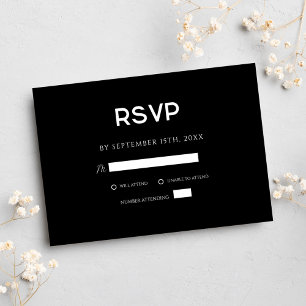 Cartão RSVP Casamento Mínimo Imlante Moderno Negro