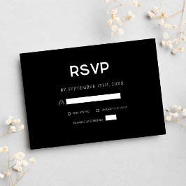 Cartão RSVP Casamento Mínimo Imlante Moderno Negro