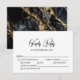 Cartão RSVP Casamento Mínimo Marble