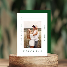 Cartão RSVP Casamento Mínimo Moderno de Fotografias Verde Esme