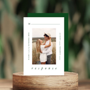 Cartão RSVP Casamento Mínimo Moderno de Fotografias Verde Esme