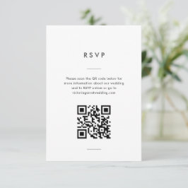 Cartão RSVP Casamento Mínimo Moderno de Script Branco Preto