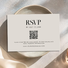 Cartão RSVP Casamento Mínimo Moderno entre Preto e Chico de Ma