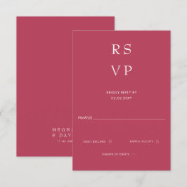 Cartão RSVP Casamento Mínimo Moderno Mínimo Elegante de Magent