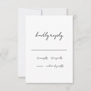 Cartão RSVP Casamento Mínimo Preto e Branco Escrito Manuscrito