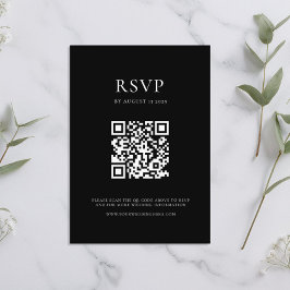 Cartão RSVP Casamento mínimo preto e branco moderno