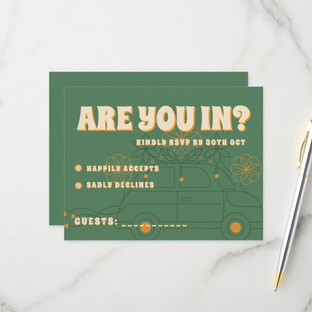 Cartão RSVP Casamento Mínimo Verde Vosvos (Frente/Verso In Situ)