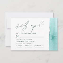 Cartão RSVP Casamento Moderno Abstrato com Aquarela na Praia d