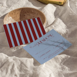 Cartão RSVP Casamento Moderno Azul Vermelho Luxuoso Chique