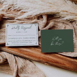 Cartão RSVP Casamento moderno boho caprichoso verde musgo escu