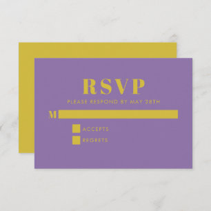 Cartão RSVP Casamento Moderno Bold Bright Roxo e Amarelo