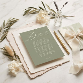 Cartão RSVP Casamento Moderno Branco e Verde Salvia
