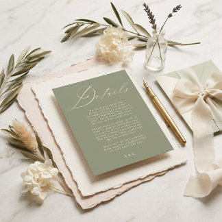Cartão RSVP Casamento Moderno Branco e Verde Salvia