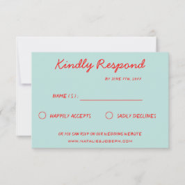 Cartão RSVP Casamento Moderno Brilhante Colorido Retro Diverti