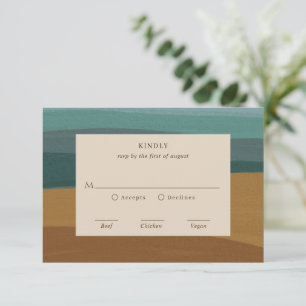 Cartão RSVP Casamento Moderno Chic abstrato Costal
