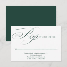 Cartão RSVP Casamento Moderno Chic Elegante Esmeralda Verde Sc
