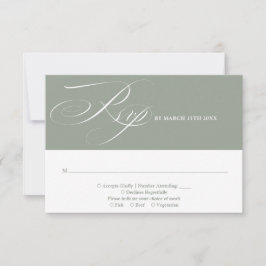 Cartão RSVP Casamento Moderno Chic Elegante Script Verde Sálvi
