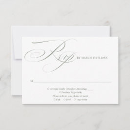 Cartão RSVP Casamento Moderno Chic Elegante Script Verde Sálvi