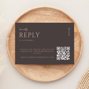Cartão RSVP Casamento Moderno Chic Simples Marrom Escuro