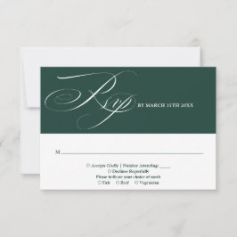Cartão RSVP Casamento Moderno Chique Elegante Verde Esmeralda