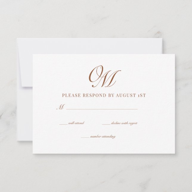 Cartão RSVP Casamento Moderno Clássico da Caligrafia (Verso)