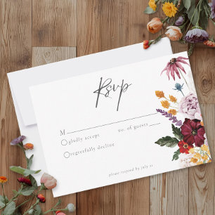 Cartão RSVP Casamento Moderno com Borboleta de Flor Silvestre