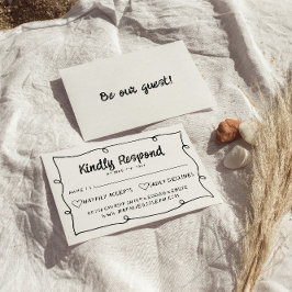 Cartão RSVP Casamento Moderno com Desenho Retroativo Escrito à