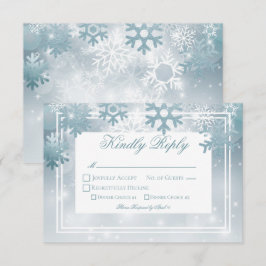 Cartão RSVP Casamento Moderno com Floco de Neve Azul