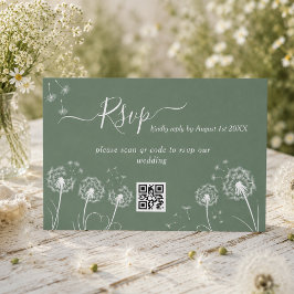 Cartão RSVP Casamento Moderno com Flor Silvestre Verde