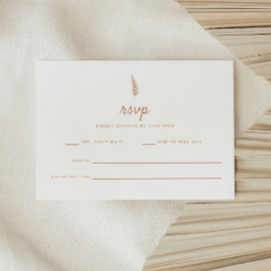 Cartão RSVP Casamento Moderno com Folha Branca e Bege