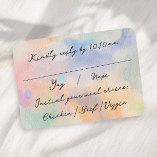 Cartão RSVP Casamento Moderno com Letra Abstrata em Aquarela