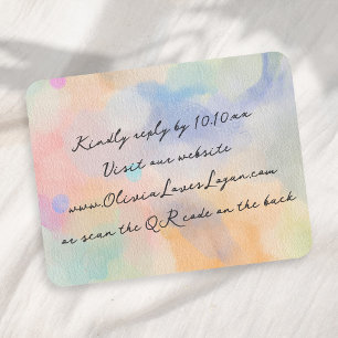 Cartão RSVP Casamento Moderno com Letra Abstrata em Aquarela