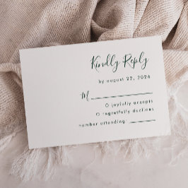 Cartão RSVP Casamento Moderno com Letra em Verde Esmeralda