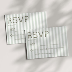 Cartão RSVP Casamento Moderno com Listras de Sage Verde Costei