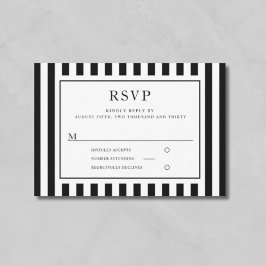 Cartão RSVP Casamento Moderno com Listras Pretas e Brancas 