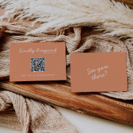 Cartão RSVP Casamento Moderno Coral Caprichoso Verão Código QR
