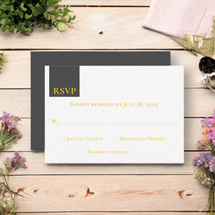 Cartão RSVP Casamento Moderno da Cinza Chic Elegante Monograma