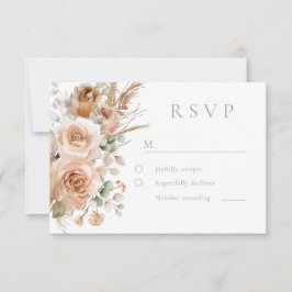 Cartão RSVP Casamento Moderno das Flores da Boêmia Elegante