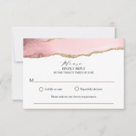 Cartão RSVP Casamento Moderno de Agata Rosa bonito