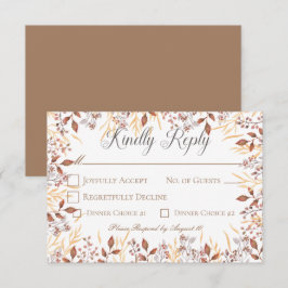 Cartão RSVP Casamento Moderno de Autumn Rust & Brown Boho