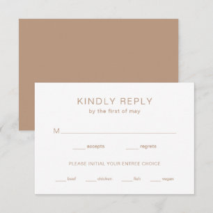 Cartão RSVP Casamento Moderno de Chelsea Taupe