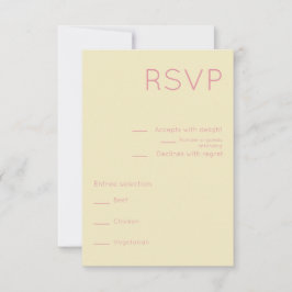 Cartão RSVP Casamento Moderno de Creme e Meio século Rosa Simp