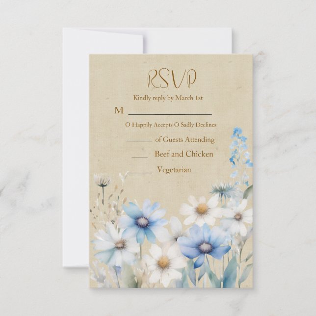Cartão RSVP Casamento Moderno de Flores Selvagens (Frente)