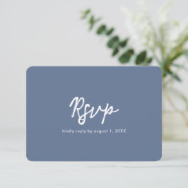 Cartão RSVP Casamento moderno de fontes azuis simples