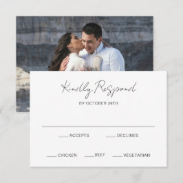 Cartão RSVP Casamento Moderno de Foto Elegante