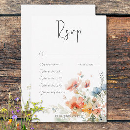 Cartão RSVP Casamento Moderno de Pastel Loose Wildflower
