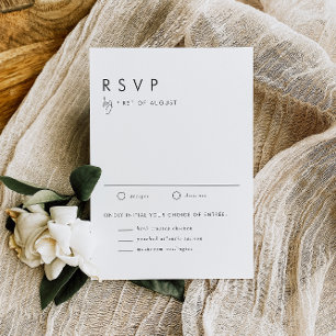 Cartão RSVP Casamento Moderno de Script Manuscrito Mínimo Negr