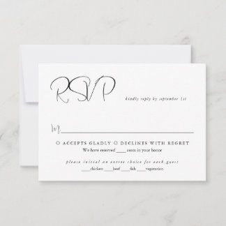 Cartão RSVP Casamento Moderno de Script Minimalista e Simples