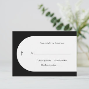 Cartão RSVP Casamento Moderno do Arch Negro de Camila